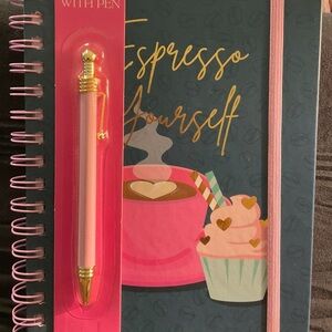 Pink and Gold Spiral Notebook with Fun Party Theme